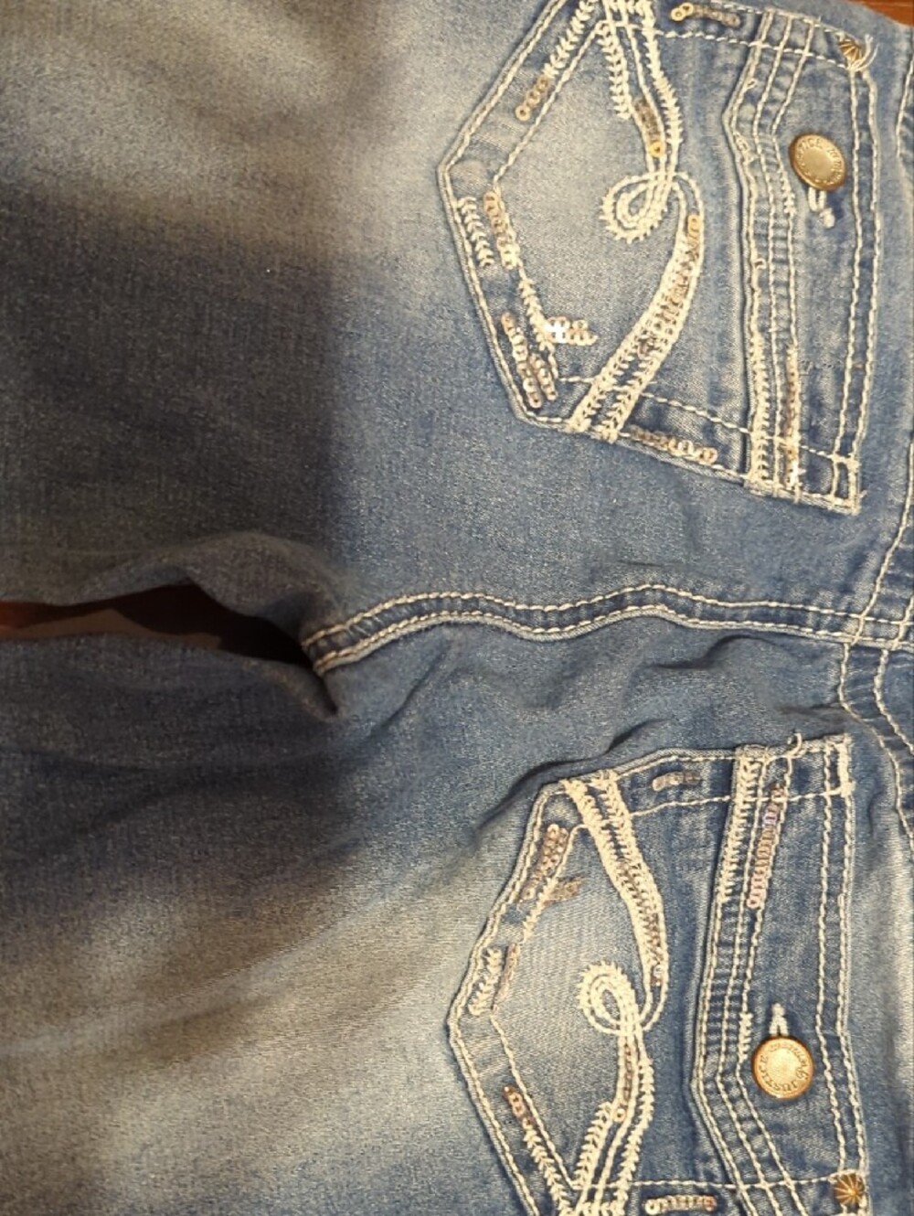 Justice Light Blue Denim Jeans with Gray Waistband - Picture 3 of 4